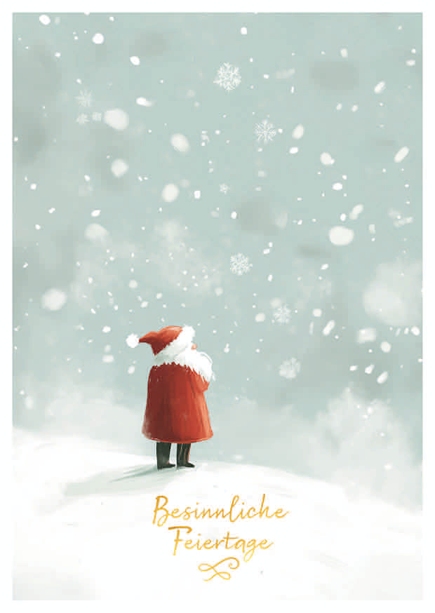 GOLD WEIHNACHTSMANN IM SCHNEE