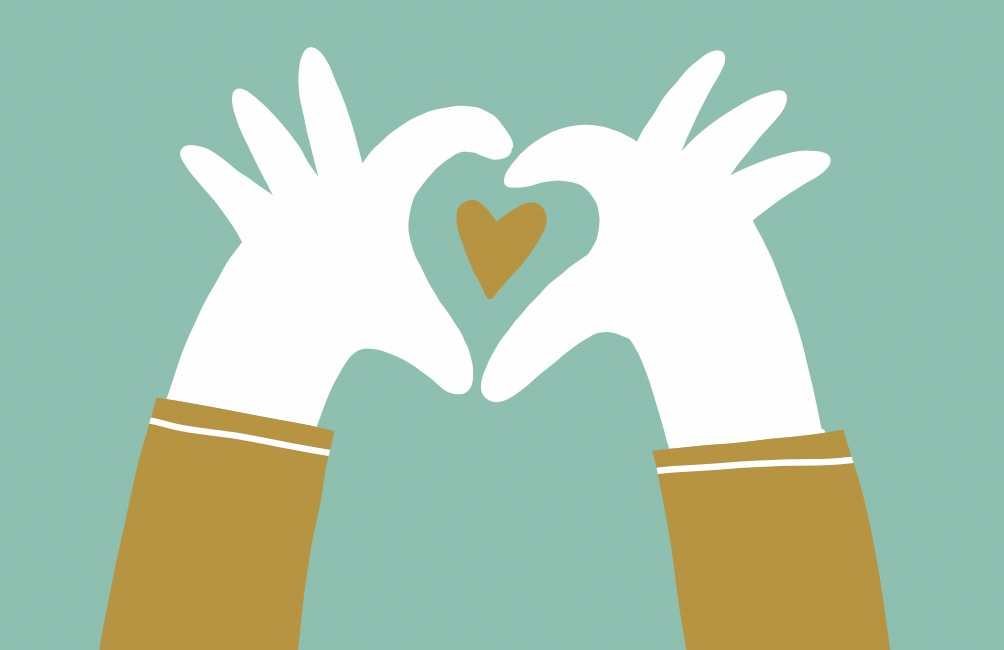 HÄNDE MIT HERZ- MAGNETE GOLD