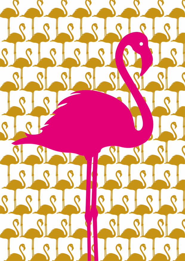 PINK FLAMINGO - GOLD