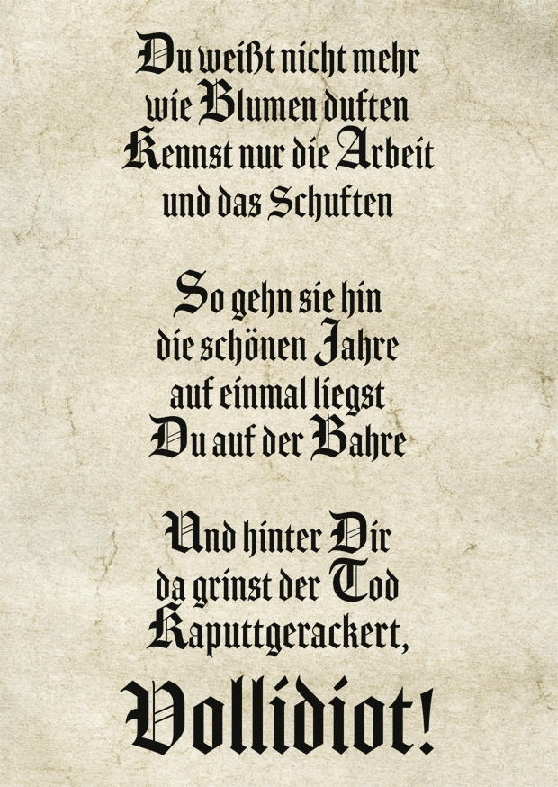KAPUTTGERACKERT, VOLLIDIOT!