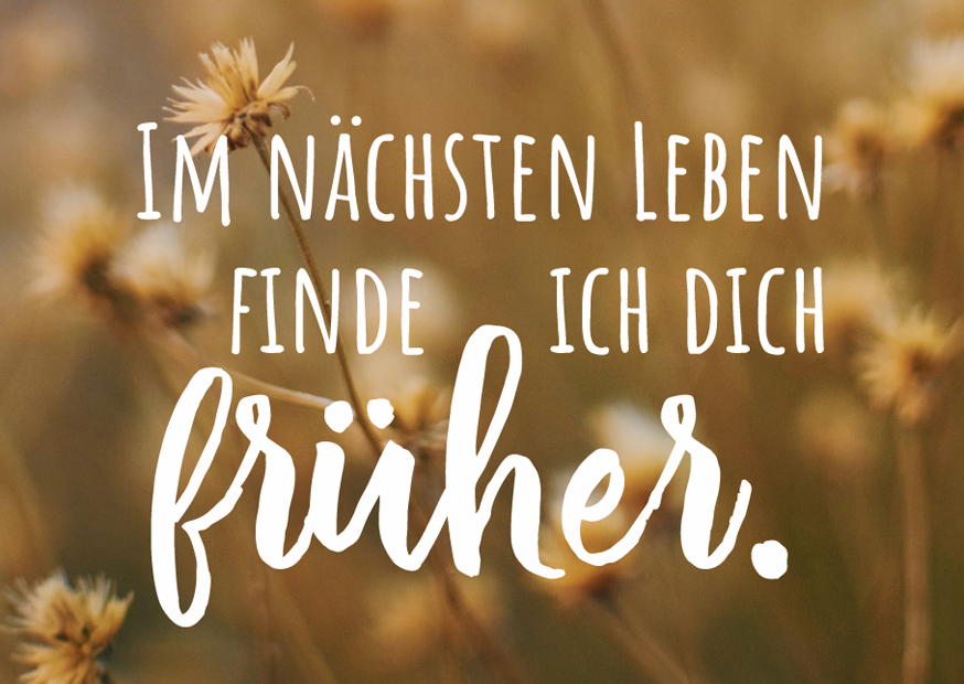 IM NÄCHSTEN LEBEN FINDE ICH DICH FRÜHER
