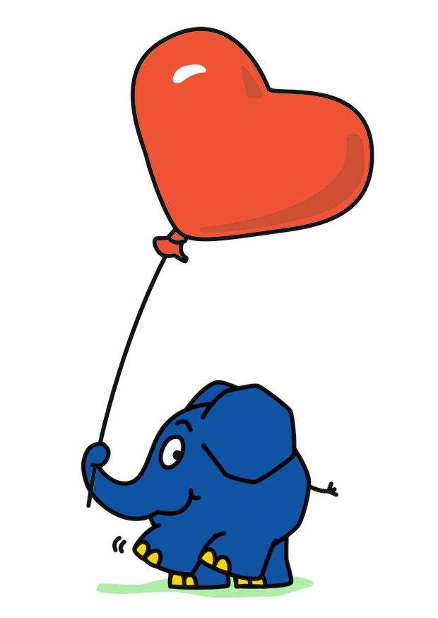 Elefant Herz-Luftballon