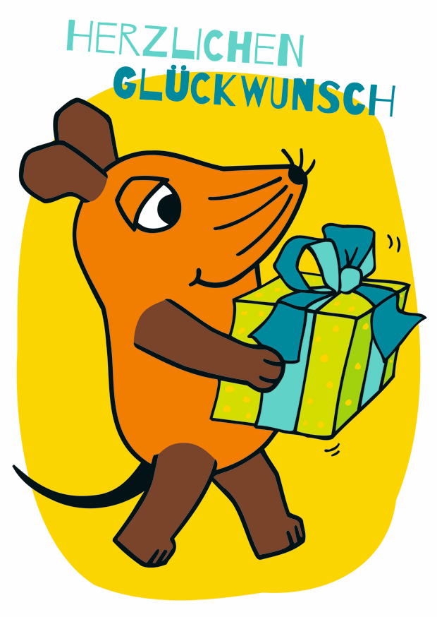 Herzlichen Glückwunsch Maus Trägt Geschenk