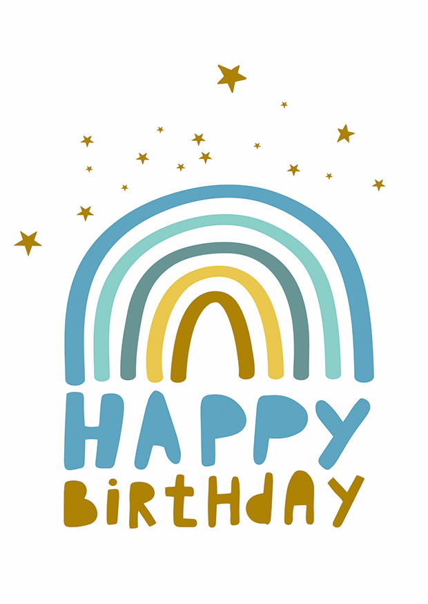 HAPPY BIRTHDAY REGENBOGEN BLAU