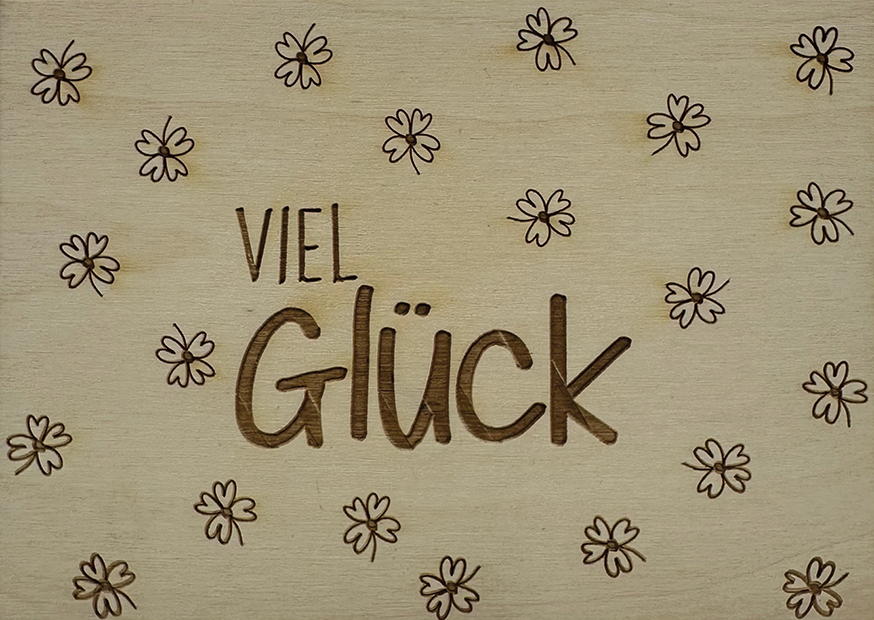 Holzpostkarte Viel Glück