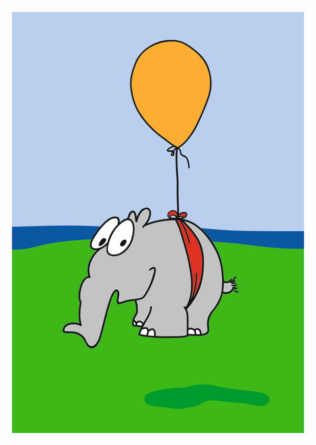 Ottifant Fliegt Mit Luftballon