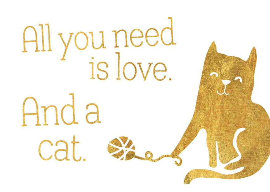 All You Need Is Love. And A Cat - Magnete Gold